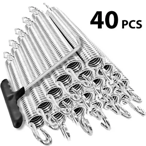 LS 40pcs Trampoline Springs HeavyDuty Thicker Steel Replacement Free T Hook - Picture 1 of 5
