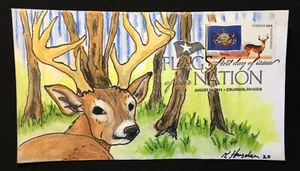Flaggen unserer Nation, Pennsylvania 2011 FDC, Kate Hayden Gütesiegel, Weißschwanzhirsch - Bild 1 von 1