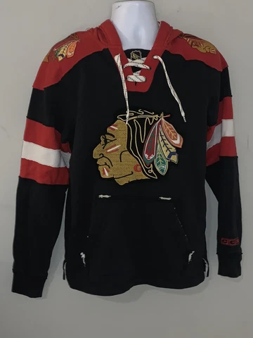 Chicago Blackhawk CCM NHL Jersey Style Pullover Hoodie Mens Size S Embroidered Cover