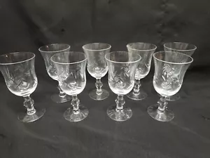 Juego de 8 copas de vino vintage de cristal de corte transparente Pinwheel Starburst - Imagen 1 de 10