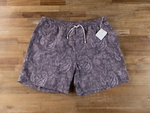 KEINE ZOLLSTEUER BRUNELLO CUCINELLI lila Paisley Logo bestickt Badeshorts XL - Bild 1 von 9
