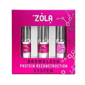 ¡NUEVO! SISTEMA DE RECONSTRUCCIÓN DE PROTEÍNAS ZOLA BROW&LASH 3x10ml Proteína Levantamiento Fuerte - Imagen 1 de 3