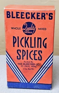 Bleecker's Pickling Spices Rare Sealed 3 oz. Vintage Box Great Colors & Graphics - Picture 1 of 7