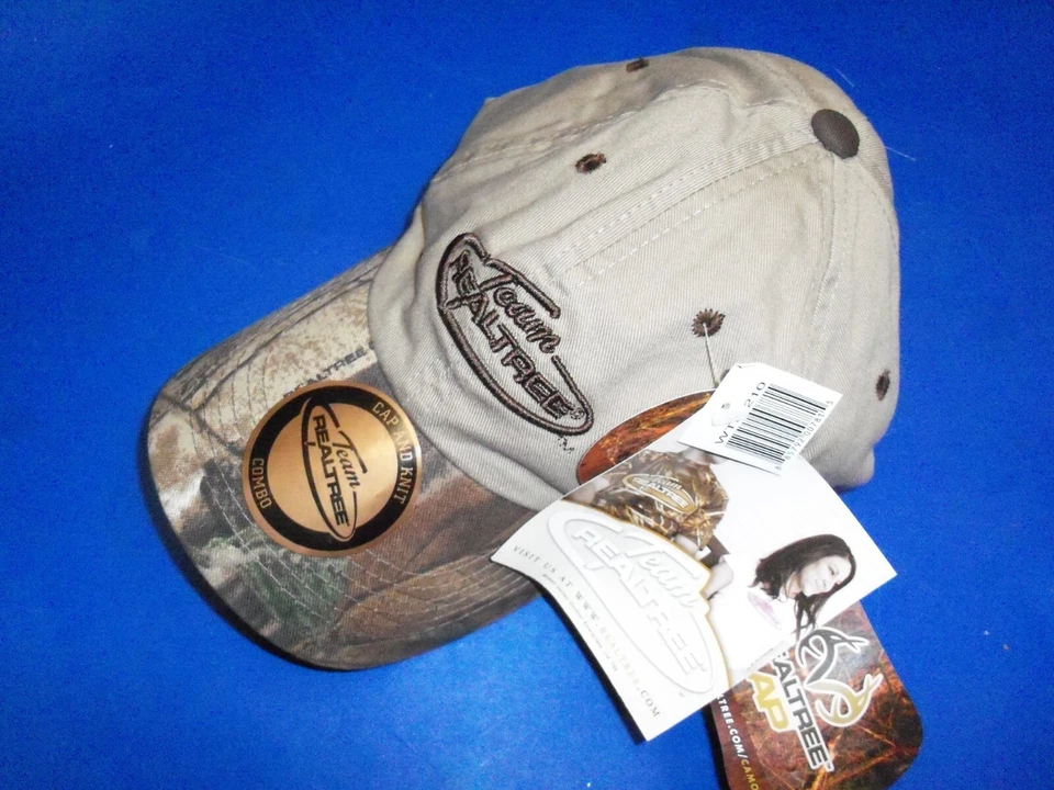 Team Realtree Camuflaje BILL Logo TAN Sombrero Correa Gorra Firmas Ajustable Foto 1 de 1