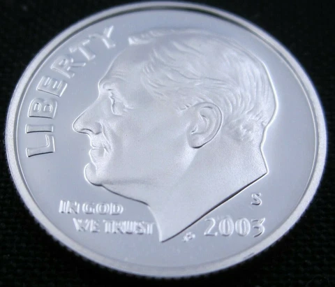 2003 S Proof Roosevelt Dime - 90% Silver Cover