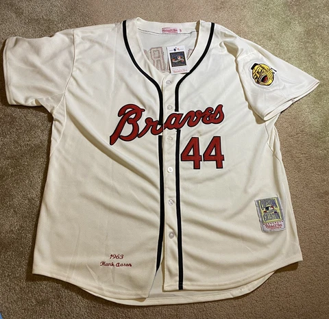 HANK AARON 100% AUTHENTIC MITCHELL & NESS 1963 MILWAUKEE BRAVES JERSEY 56 MLB Cover
