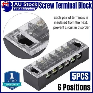 5PCS Dual Row 6 Positions 600V 15A Screw Terminal Block Terminal Barrier Strip - Picture 1 of 12