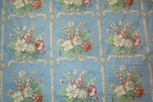 5.75 yds Design Editions Fabric Romantic Fern & Flowers Drapery Blue 207" BTP - Picture 1 of 6