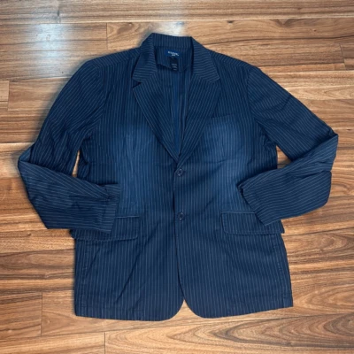 Chaqueta de algodón estilo blazer a rayas vintage para hombre look desgastado desgastado Foto 1 de 4