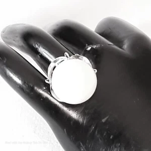 Jumbo White Globe In Rised Silver Tone Prong Setting Elegant Raised Design - Bild 1 von 7
