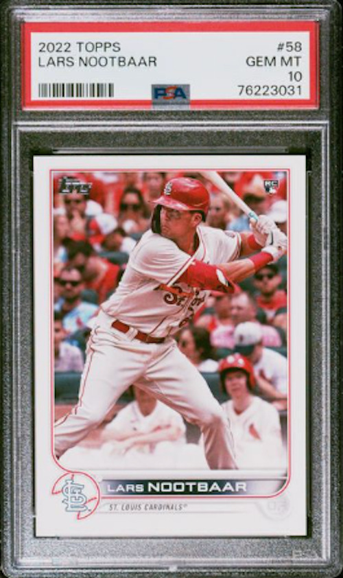 2022 Topps 58 Lars Nootbaar PSA 10 RC Rookie Card Cardinals