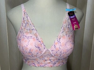 Maidenform Wireless Halter Bra 38C Convertible Pink Floral DM1188 - Picture 1 of 9