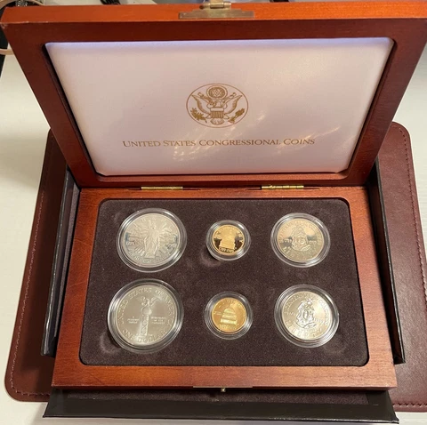 1989 US Congressional Coins Gold & Silver 6-Coin Set - Proof & BU - Box & COA! Cover