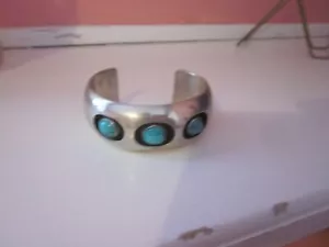 Bracciale Bracciale Bracciale Argento Sterling Navajo "AR" Shadowbox Turchese 6,5" 48 gr - Foto 1 di 4
