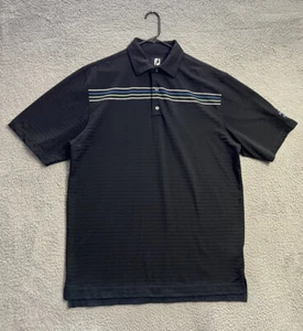 FootJoy FJ Polo Shirt Mens XL Black Active Golf Stretch Striped Short Sleeve - Picture 1 of 18