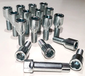 16 x sintonizador de rueda pernos de ajuste delgado. M12 x 1,5, 26 mm hilo + llave estrella - Imagen 1 de 2