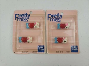 Vtg Lot of 2 Hair Barrettes “I ❤️ Bunnies” Pretty Miss Tip Top Heart Love Easter - Picture 1 of 8