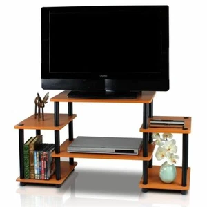 Cherry Black TV Stand Entertainment Center Media Audio Storage Shelves Gaming - Picture 1 of 3