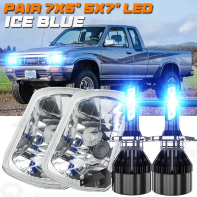 FOR TOYOTA PICKUP TRUCK 7X6'' 5x7" SEALED BEAM HALO  BLUE LED HEADLIGHT W/H4 - Изображение 1 из 4