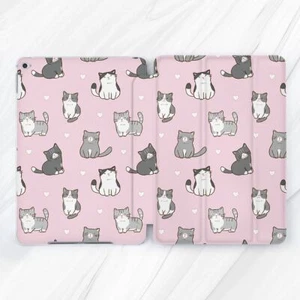 Cute Cats Animal Hearts Pink Case For iPad 10.2 Air 3 4 5 Pro 9.7 11 12.9 Mini - Picture 1 of 6