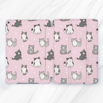 Cute Cats Animal Hearts Pink Case For iPad 10.2 Air 3 4 5 Pro 9.7 11 12.9 Mini - Image 1 of 4