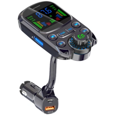 Bluetooth Car FM Transmitter Hands-Free Call Wireless MP3 Player 3-Port Charger - Image 1 of 4