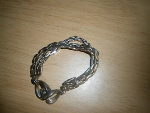 Vintage 'Coro' silberfarbenes 2 Strang unregelmäßiges Gliederkettenarmband. BESCHÄDIGUNG.19,5cm(E3g - Bild 1 von 7