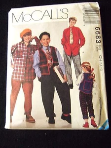 McCall's Sewing Pattern 6683 Unisex Shirt, vest & tie size 7- 8-10  - Picture 1 of 2