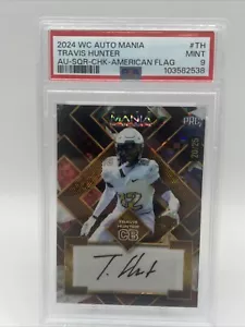 Travis Hunter Autogramm 2024 Wild Card Auto Mania American Flag /25 PSA 9 - Bild 1 von 19