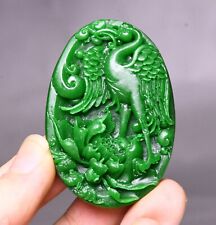 5.5cm jaspe sculpture Feng Shui grue oiseau Lotus charme pendentif