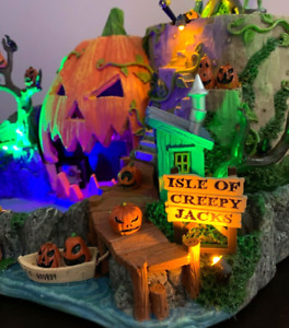 Lemax Spooky Town ISLE OF CREEPY JACKS Scary Carved Pumpkin moves/lit 14824 NRFB
