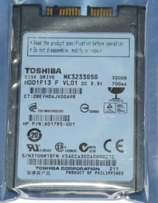 Toshiba MK3233GSG 320GB Internal 5400RPM 1.8" (HDD1F13) HDD - Image 1 of 4