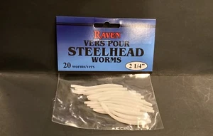 Raven Steelhead / Trout Worms 3 1/2" White, 20 Per Pack - Picture 1 of 2