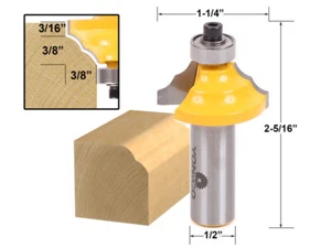 3/8" Double Round Over Edge Forming Router Bit - 1/2" Shank - Yonico 13130 - Picture 1 of 1