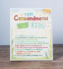 Child Kid Friendly Version Ten Commandments Wall Desk Sign Religious Gift 10"H