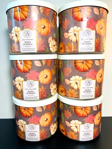 Bath & Body Works Maple Pumpkin (6) Three-Wick Candles NEW - Picture 1 of 6
