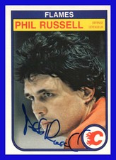 1982-83 OPC O-PEE-CHEE Hockey Signed Card #58 Phil Russell Calgary Flames