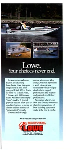 LOWE Boats 1986 pesca lubina pontón Líbano Missouri impresión original anuncio X1 - Imagen 1 de 2