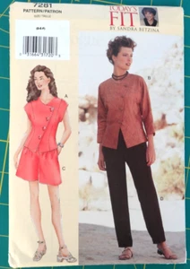 Vintage Vogue Today's Fit asymmetrische Top Shorts Hose Muster 7281 Größe D-E-F - Bild 1 von 2