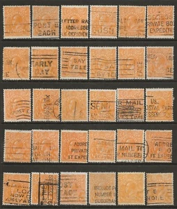 KGV PAGE of 1/2d ORANGE SMALL MULTI. WATERMARK'S MACHINE CANCELS - Picture 1 of 1
