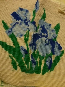 COUNTED CROSS STITCH EMBROIDERED FLORAL READY TO FRAME 10" X 10" - Picture 1 of 5