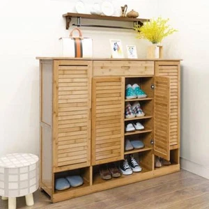 Bamboo Shoe Rack Shoe Case Shelf Book Case Shoecase Bookcase Storage Cabinet 竹鞋柜 - Picture 1 of 14