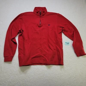 Chaps 1/4 Zip Pullover Sweater Men's M Red 100% Cotton Ribbed Hem Pre-owned - Picture 1 of 14