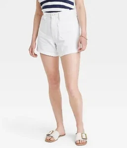 Universal Thread Women's Sz 16 Jean Shorts White Denim High-Rise A-Line Midi New - Picture 1 of 2