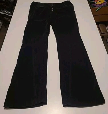 Free People Pants Womens 10 Black Velvet Button Fly Straight Leg Boho Flat Front - Image 1 of 4