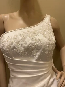Zurc for Impression Beaded One Shoulder Bridal Gown Wedding Dress Large 14 D-02 - Picture 1 of 12