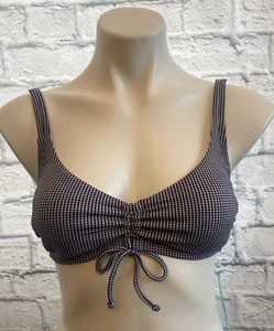 Kona Sol Damen-Bikinioberteil Gingham marineblau kariert Größe Small Cinch vorne - Bild 1 von 8