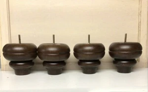 DA1060 Furniture Bun Feet Chair Ottoman Cabinet Sofa Walnut 4 legs 5" High - Picture 1 of 3