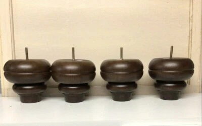 DA1060 Furniture Bun Feet Chair Ottoman Cabinet Sofa Walnut 4 legs 5" High - Image 1 of 3