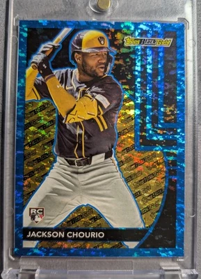  Jackson Chourio #BG-25 (RC) Black Gold Blue Parallel 2024 Topps Update   - Image 1 of 2